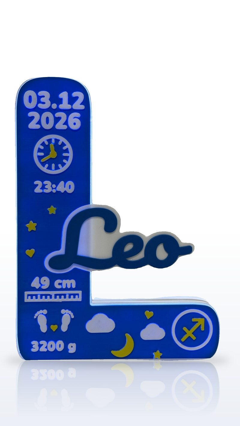 Leo անունով կապույտ L տառ-գիշերալույս